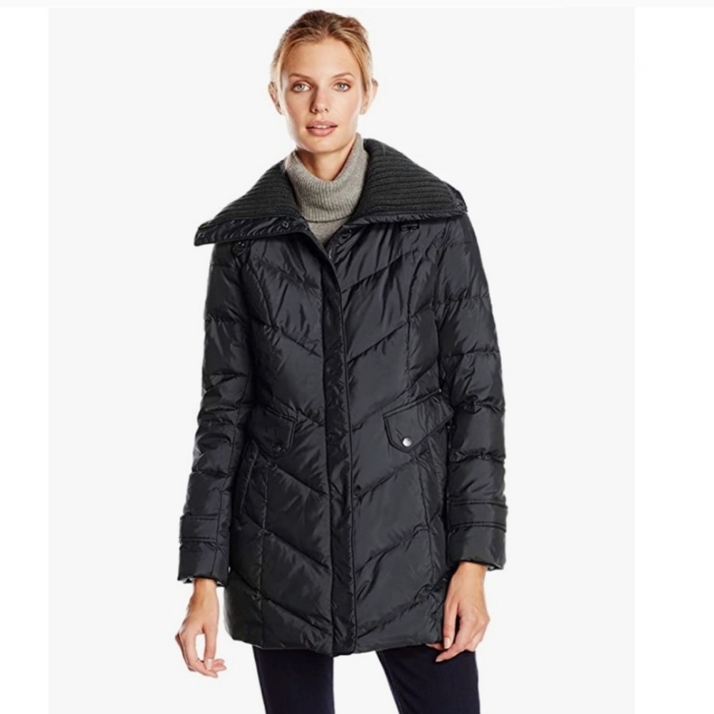 Cole Haan Women's Black Essential Down Parka Coat